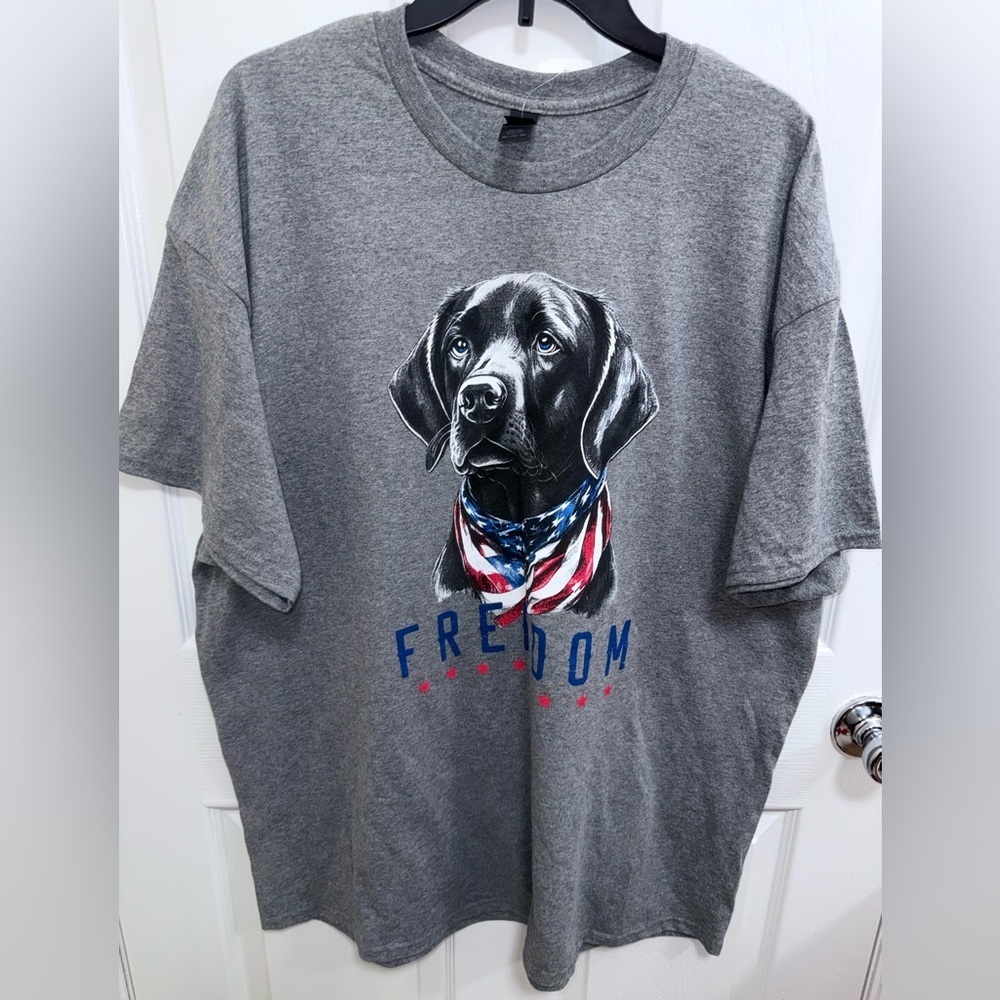 NWT Black Lab Freedom Grey Graphic T-Shirt, Size 2X